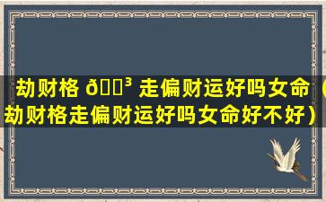 劫财格 🐳 走偏财运好吗女命（劫财格走偏财运好吗女命好不好）